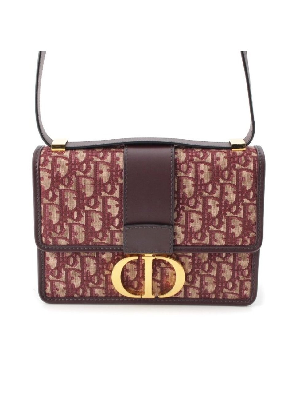 Dior Oblique 30 Montaigne Canvas Shoulder Bag Bordeaux